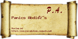 Panics Abdiás névjegykártya